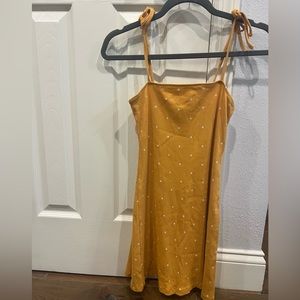 Forever 21 Gold and White Spaghetti Strap Mini Dress